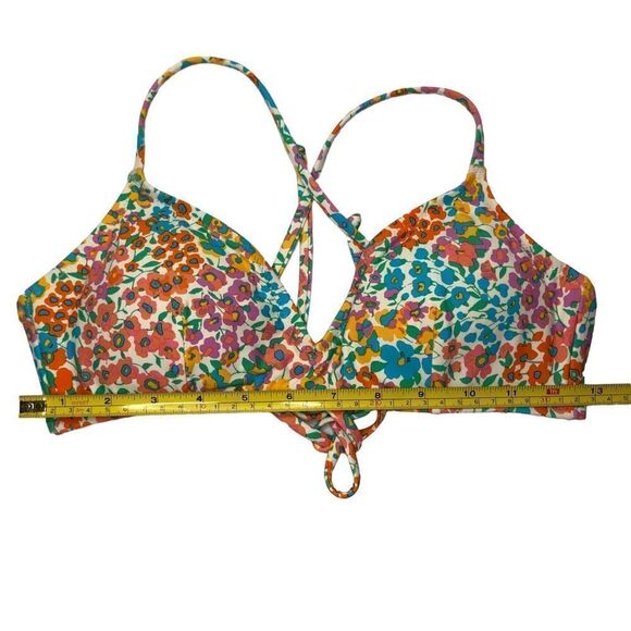 J Crew Bikini Top/Bottom Rainbow Bloom Matching Solid Lilac Bottoms Med/Small - Picture 2 of 13